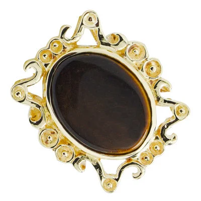 Women’s stretch rings for adjustable comfort fit -Estate Tigers Eye Ring in 10kt Yellow Gold