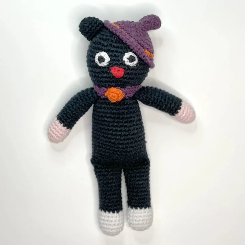 Best necklaces and pendants with black diamonds for an edgy, bold statement-Fair Trade Organic Cotton Black Cat Baby Rattle