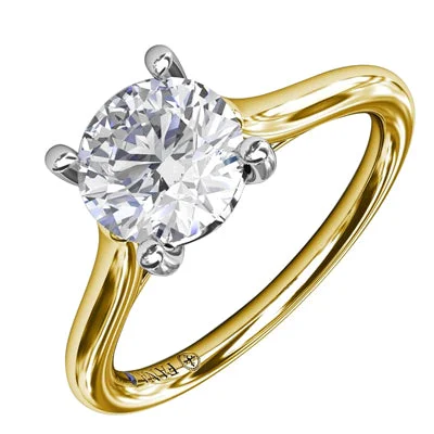 Women’s vintage-style rings with oxidized finish -Fana Classic Cathedral Solitaire Diamond Engagement Ring Setting in 14kt Yellow Gold (.02ct tw)