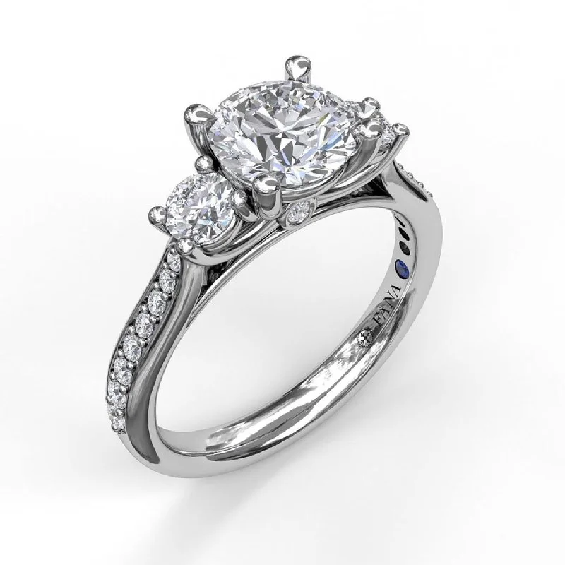 Women’s promise rings with subtle star engravings -Fana Classic Three Stone Diamond Engagement Ring Setting in 14kt White Gold (1/2ct tw)