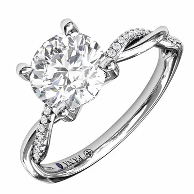 Women’s rings with peacock ore for iridescence -Fana Diamond Twist Engagement Ring Setting in 14kt White Gold (1/10ct tw)