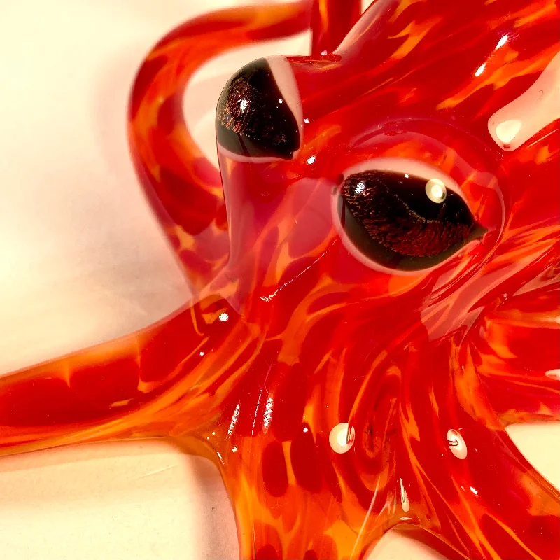 Stunning necklaces and pendants with ruby gemstones for a luxurious red hue-Fire Speckled Blown Glass Octopus