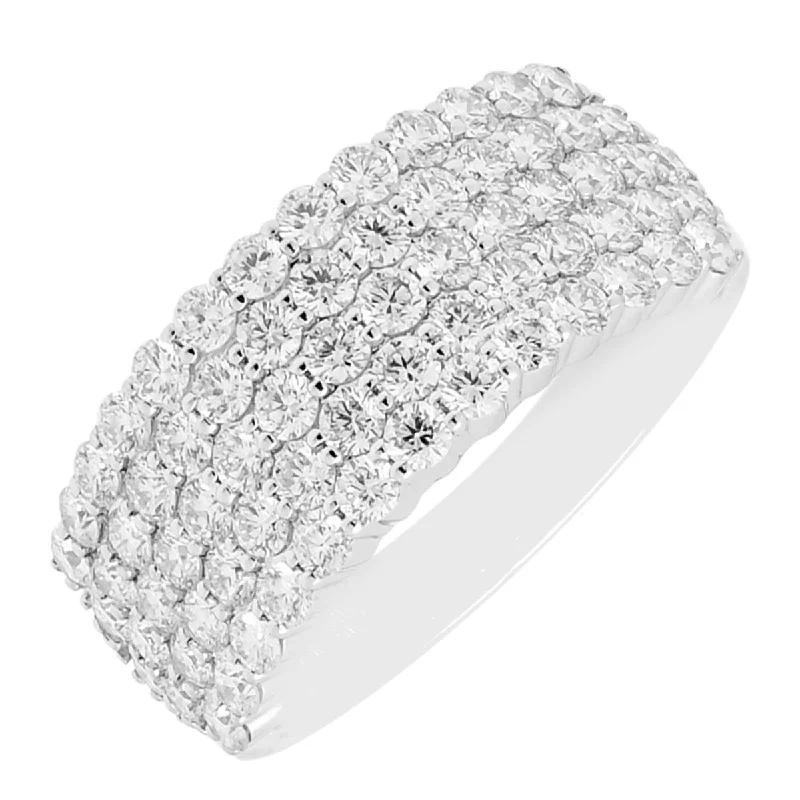 Women’s layered rings with mixed gemstone bands -Five Row Diamond Ring in 14kt White Gold (1 3/4ct tw)