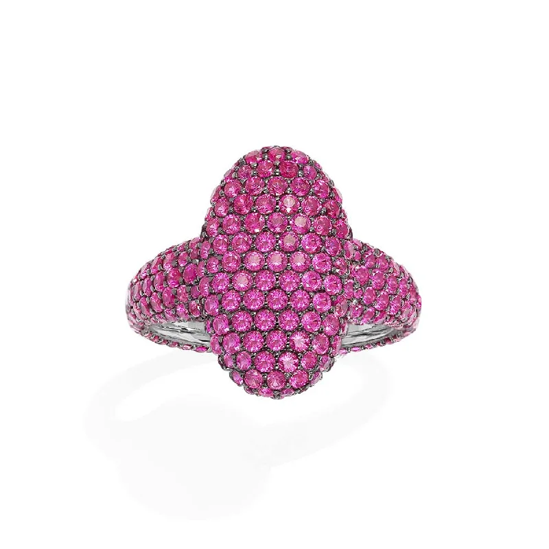 Women’s rings with etched initials for meaning -Fuchsia Oval Ring