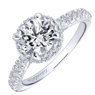 Women’s rings with spiral onyx for contrast -Gabriel Anise Halo Diamond Engagement Ring Setting in 14kt White Gold (5/8ct tw)