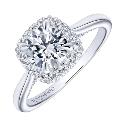 Women’s rings with polished peacock ore glow -Gabriel Cypress Halo Diamond Engagement Ring Setting in 14kt White Gold (3/8ct tw)