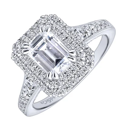 Women’s rings with shield-cut topaz stones -Gabriel Jasmine Emerald Cut Diamond Engagement Ring Setting in 14kt White Gold (3/4ct tw)