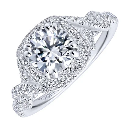 Women’s rings with engraved constellations for stars -Gabriel Wisteria Halo Diamond Engagement Ring Setting in 14kt White Gold (3/4ct tw)