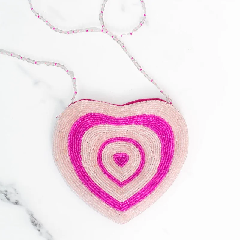 Unique necklaces and pendants with engraved messages for a sentimental gift-Heart Beaded Purse