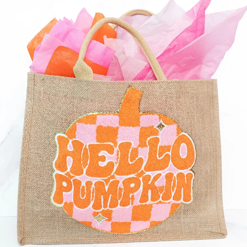 Unique necklaces and pendants with custom birthstone arrangements for personalization-Hello Pumpkin Jute Tote Bag