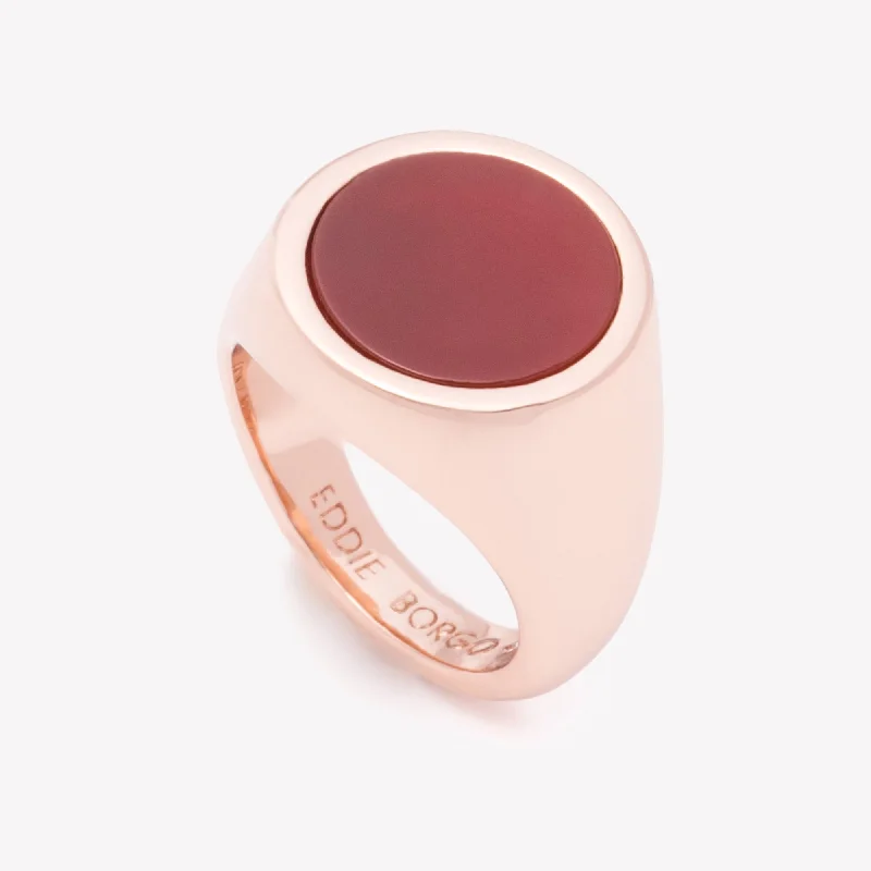 Women’s stretch rings for adjustable comfort fit -INLAID SIGNET RING - CARNELIAN