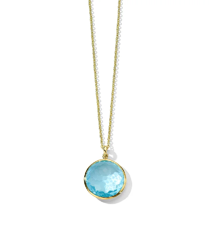 Layered necklaces and pendants for a trendy and fashionable stacked look-IPPOLITA Lollipop 18K Yellow Gold Medium Pendant Necklace in Blue Topaz