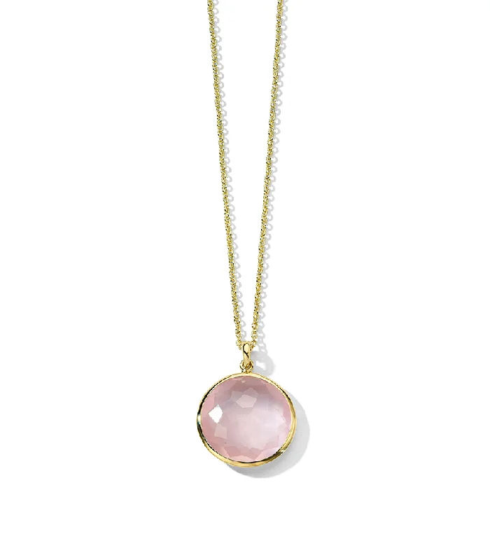 Trendy necklaces and pendants with statement pieces for a bold fashion statement-IPPOLITA Lollipop 18K Yellow Gold Medium Pendant Necklace in Rose Quartz