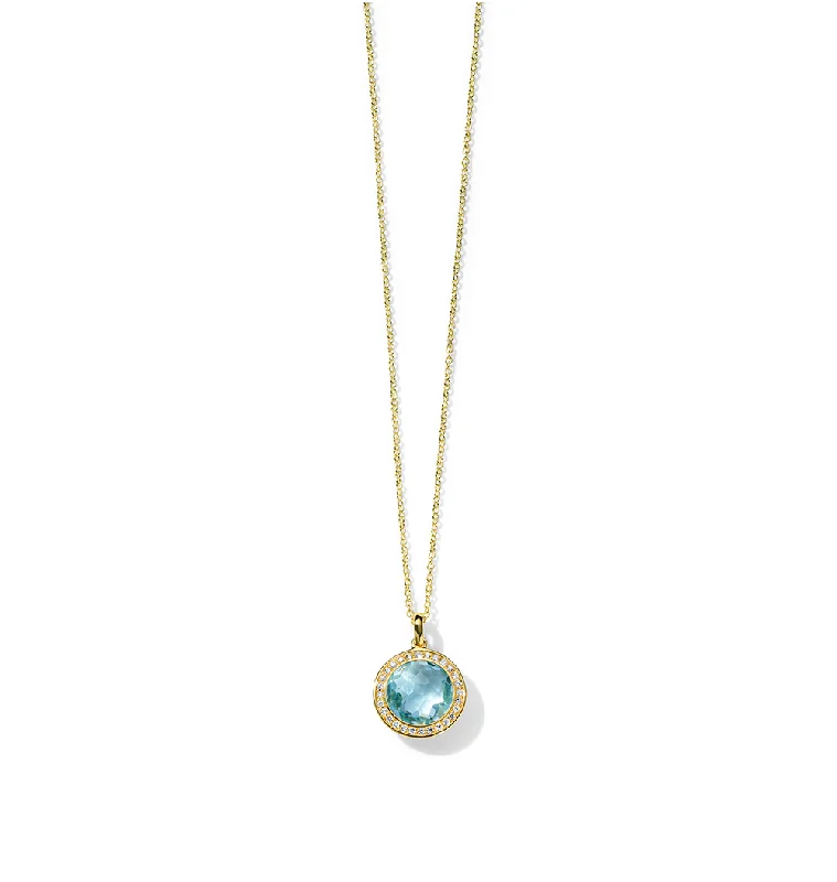 Stunning necklaces and pendants with sapphire gemstones for a luxurious blue hue-IPPOLITA Lollipop 18K Yellow Gold Mini Diamond Pendant Necklace in Blue Topaz