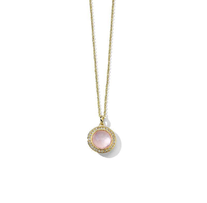 Beautiful necklaces and pendants with moonstone for an ethereal, mystical appearance-IPPOLITA Lollipop 18K Yellow Gold Mini Diamond Pendant Necklace in Rose Quartz