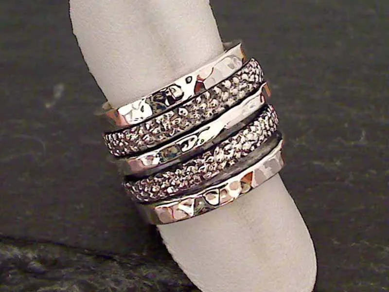 Women’s rings with vintage claw prong settings -Size 7 Sterling Silver Spinner Ring