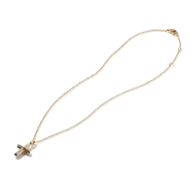 Necklaces and pendants with diamond pendants for a luxurious sparkling effect-John Hardy Yellow Gold Diamond Pave Cross Necklace