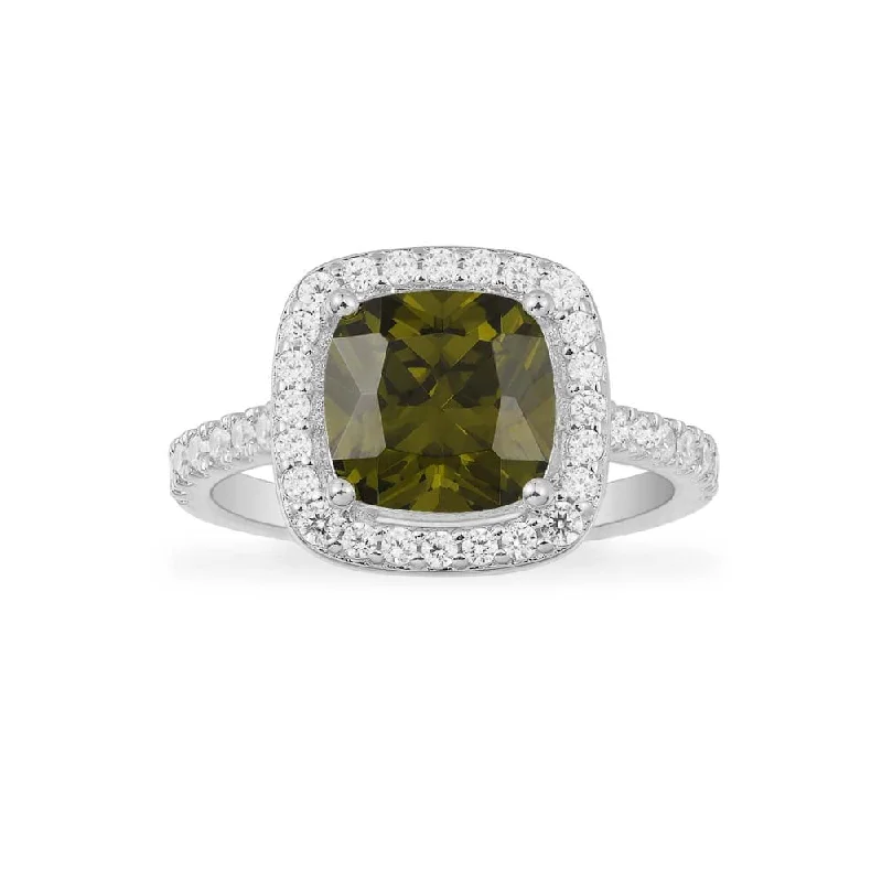 Women’s rings with star sapphire for glow -Khaki Square Pavé Ring