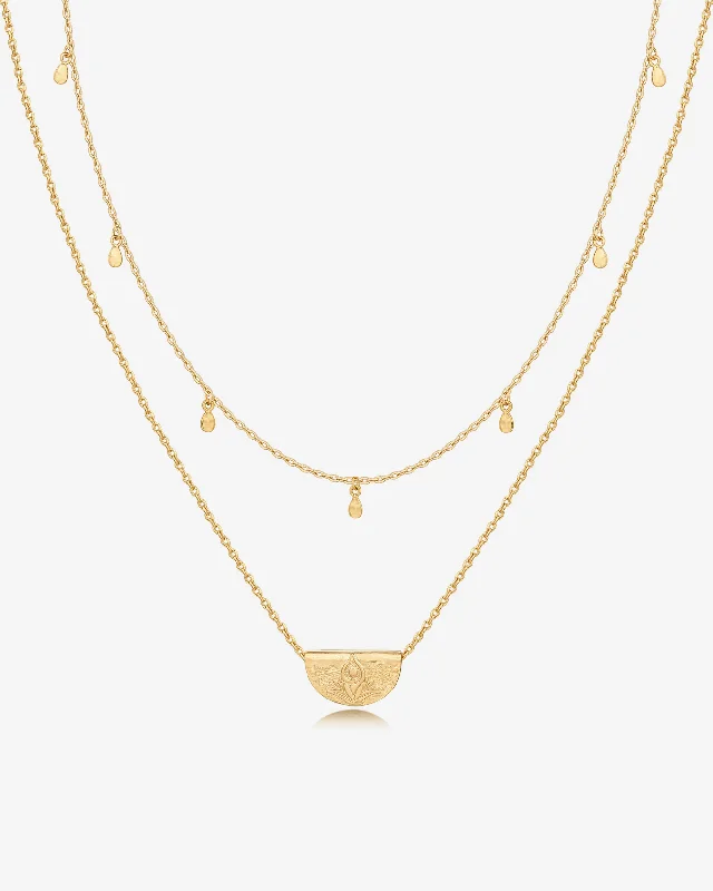 Best necklaces and pendants with silver chains for a sleek, timeless look-Layered Droplet Station Necklace