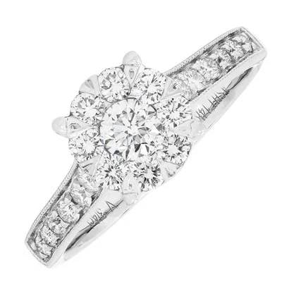 Women’s rings with peacock ore for iridescence -Lovebright Diamond Engagement Ring in 14kt White Gold (3/4ct tw)