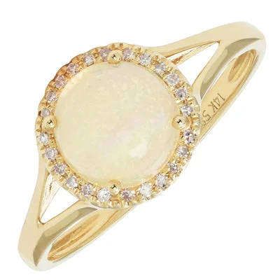 Women’s rings with peridot stones for sparkle -Madison L Ethiopian Opal Halo Ring in 14kt Yellow Gold with Diamonds (1/20ct tw)