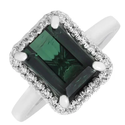 Women’s titanium rings with sleek modern designs -Maine Green Tourmaline Ring in 14kt White Gold with Diamonds (1/5ct tw)