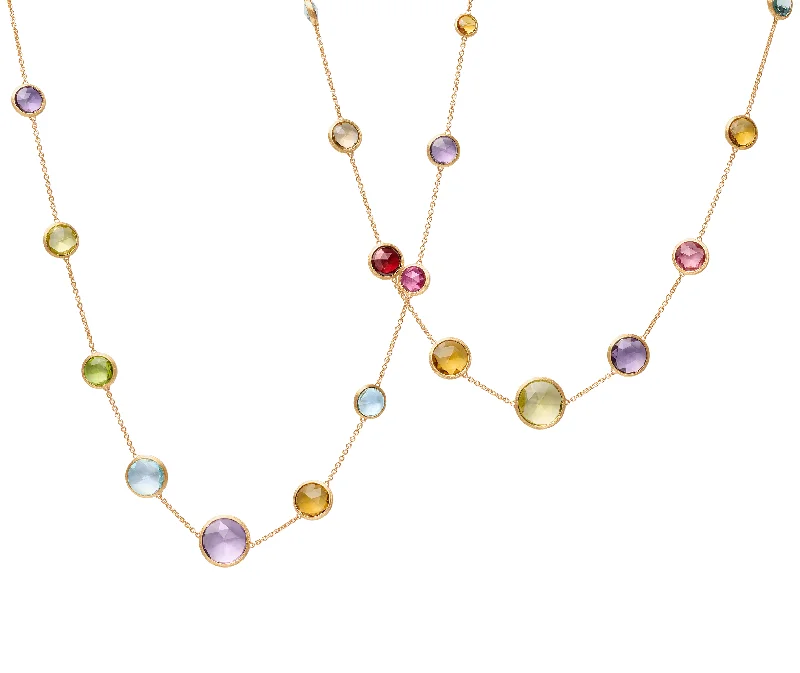 Beautiful necklaces and pendants with diamond halo settings for extra brilliance-Marco Bicego Jaipur Color Yellow Gold Mixed Gemstone Long Necklace