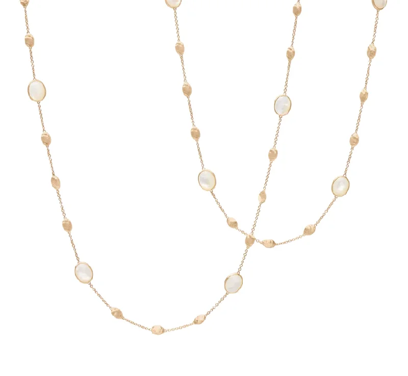 Trendy necklaces and pendants with geometric shapes for a modern aesthetic-Marco Bicego Siviglia Yellow Gold Mother of Pearl Long Necklace