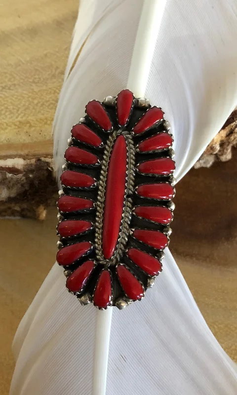 Women’s rings with knot designs for symbolism -MEAN REDS Silver & Red Howlite Navajo Ring | Size 6