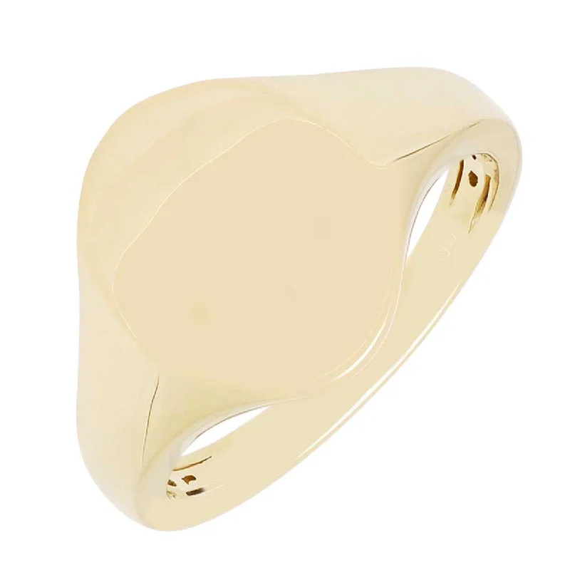 Women’s rings with topaz gems for brilliance -Mens Oval Signet Ring in 14kt Yellow Gold