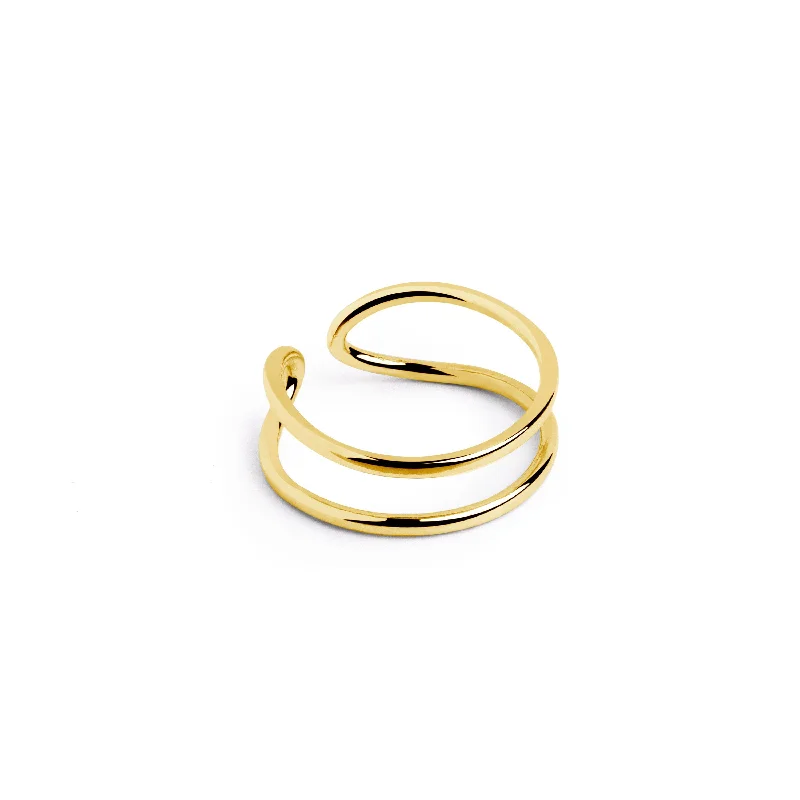 Women’s rings with sleek hematite for sheen -Midi Double Gold Ring