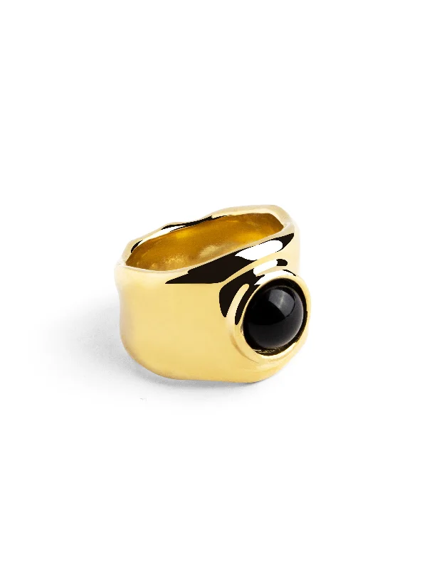 Women’s vintage rings with ornate rose-cut stones -My Onyx Gold Ring