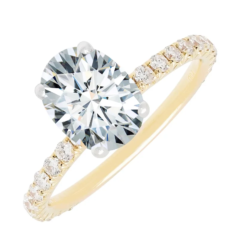 Women’s rings with herkimer diamonds for clarity -Oval Diamond Engagement Ring Setting in 14kt Yellow Gold (3/8ct tw)