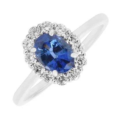 Women’s rings with labradorite for mystic flash -Oval Sapphire Ring in 14kt White Gold with Diamonds (1/3ct tw)