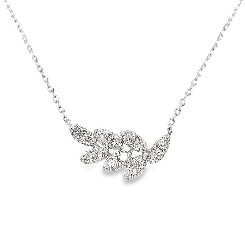 Best necklaces and pendants with intricate beadwork for a bohemian-inspired look-14K White Gold Diamond Leaf Necklace