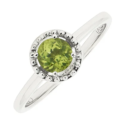 Women’s delicate rings with tiny sapphire accents -Peridot Ring in 10kt White Gold