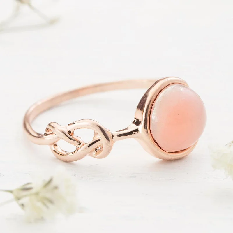 Women’s rings with engraved constellations for stars -Pink Moonstone Crystal Ring