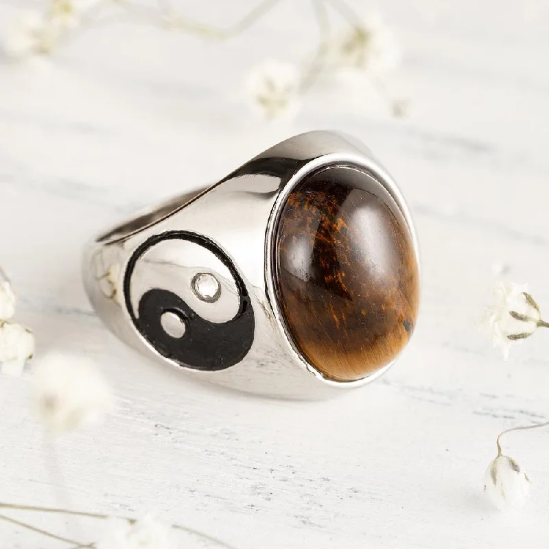 Women’s rings with shield-cut topaz stones -Power Tiger's Eye Gemstone Ring