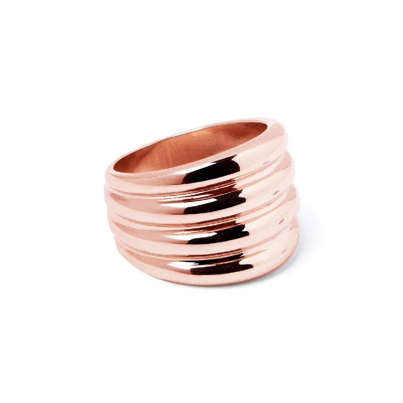 Women’s promise rings with subtle star engravings -Quattro Rose Gold Ring