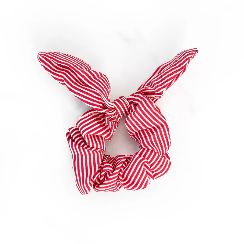 Stylish necklaces and pendants with diamonds for a glamorous and elegant look-Red and White Scrunchie