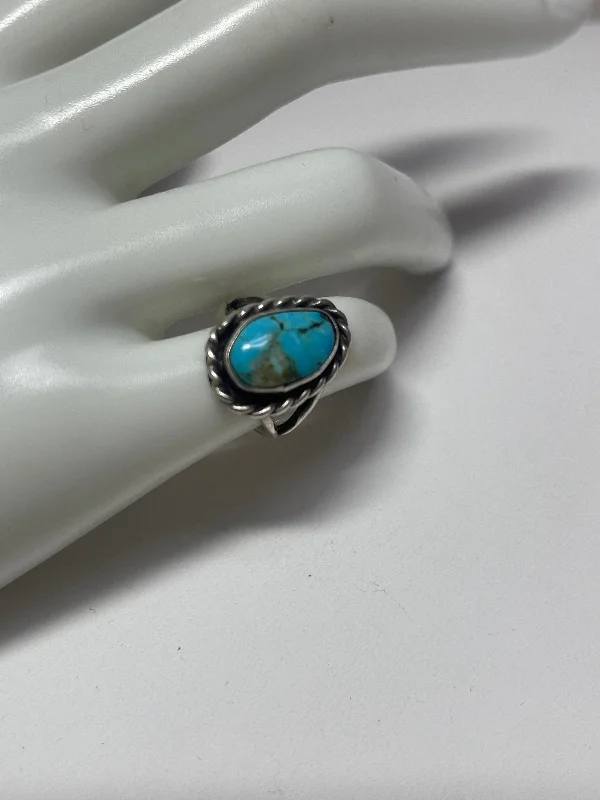 Women’s rings with raw turquoise for texture -Ring Sterling Silver By Cmb, Size: 3