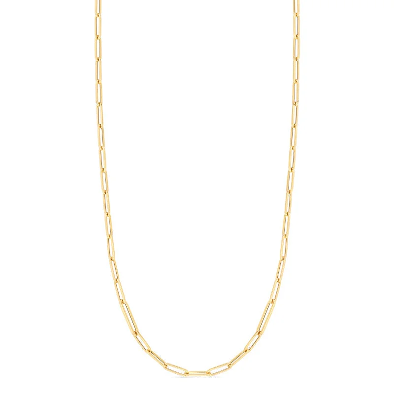 Elegant necklaces and pendants with diamond accents for added sparkle-Roberto Coin Designer Gold 18K Yellow Gold Alternating Size Paperclip Link Chain, 34"