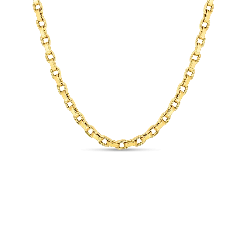 Best necklaces and pendants with intricate filigree for vintage-inspired elegance-Roberto Coin Designer Gold Yellow Gold Square Link Chain Necklace