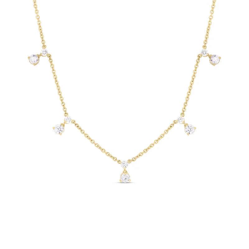 Best necklaces and pendants with cross pendants for a spiritual, meaningful symbol-Roberto Coin Diamonds by the Inch Five Station Diamond Drop Necklace in 18K Gold