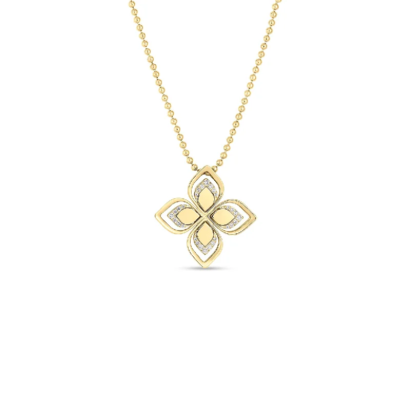 Personalized necklaces and pendants with name engravings for a custom touch-Roberto Coin Venetian Princess Yellow Gold Diamond Necklace