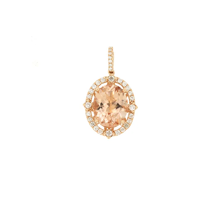 Best necklaces and pendants with matching earrings for a coordinated, elegant look-Sabel Collection Rose Gold Oval Morganite and Diamond Halo Pendant