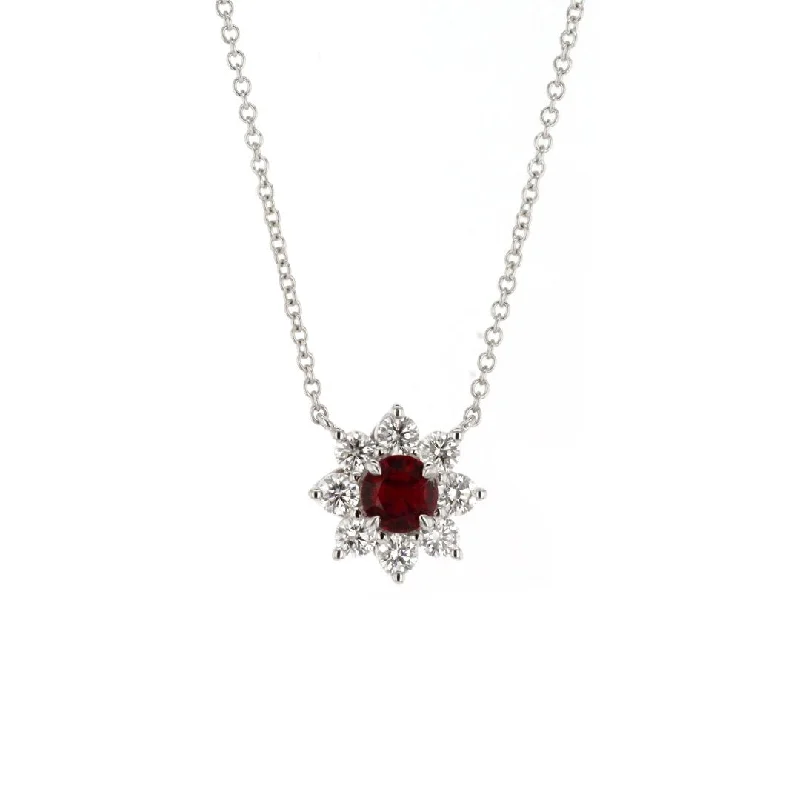 Elegant necklaces and pendants with gold chains for a chic, timeless appearance-18" Ruby & Diamond Stationary Pendant Necklace | M10265956