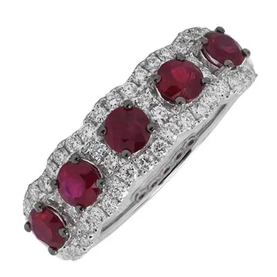 Women’s rings with polished amber for warmth -Ruby Ring in 14kt White Gold with Diamonds (3/8ct tw)