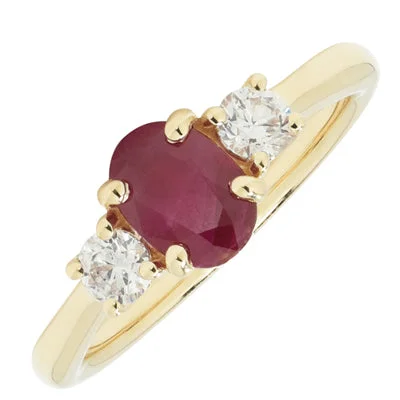 Women’s rings with yin-yang onyx designs -Ruby Ring in 14kt Yellow Gold with Diamonds (1/3ct tw)