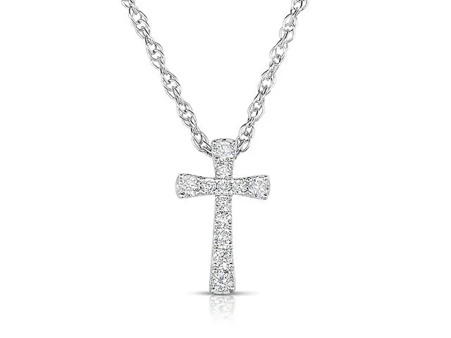 Necklaces and pendants with engraved messages for a deeply personal, sentimental gift-Sabel Collection 14K White Gold Diamond Cross Necklace in .50cttw